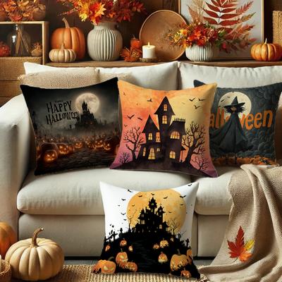 Kissenbezüge mit Halloween-MotivGeeignet für Sofa, Auto, Schlafzimmer, dekorativer Kissenbezug