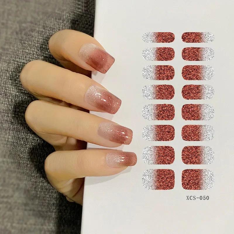 53 Colors Nail Polish Stickers Pure Strips Waterproof Adhesive Nail Full Sticker Environmental Protection DIY Nai Stickers