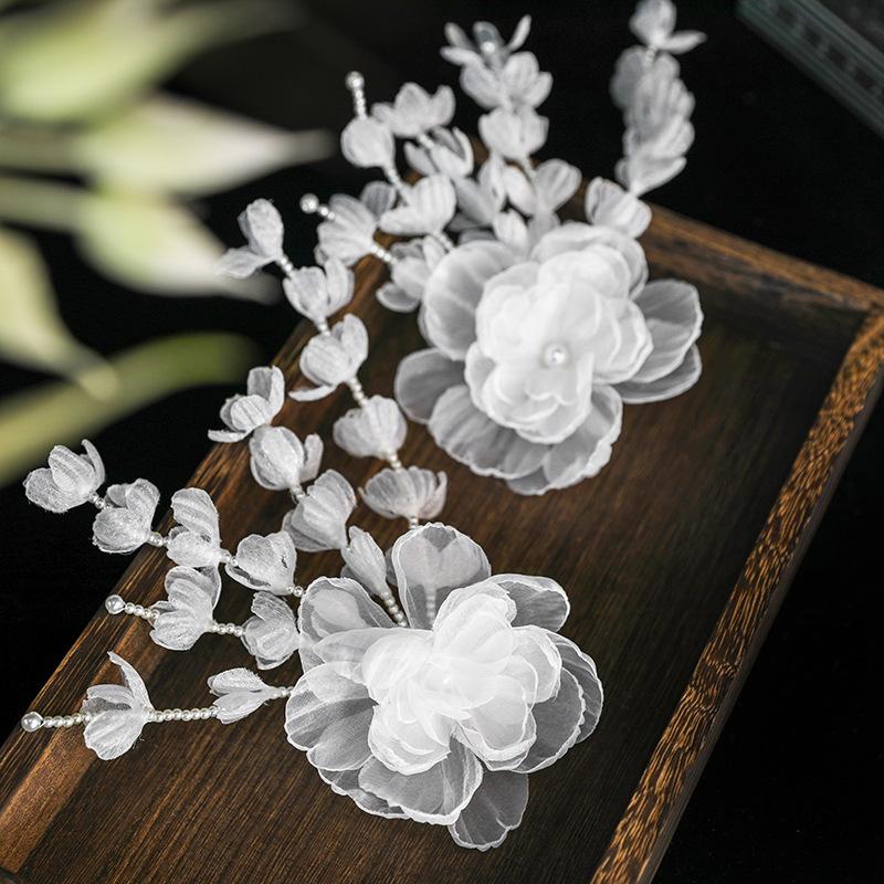 Flower Hair Clips Forks Chinese Hanfu Hair Accessories for Women Hairpin Fork Handmade Vintage Wedding Hair Jewelry Retro Crowns for Girl and Women