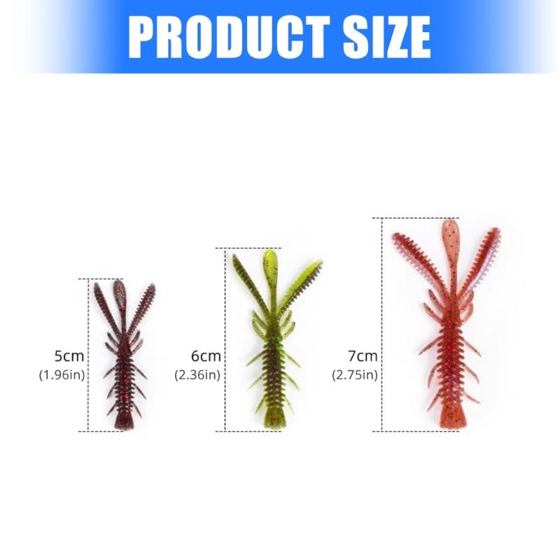 20PCS Soft Fishing Crawfish Lure Lobsters Baits Floating Shrimp Lobsters Baits Crayfishs Lure Swimbait Enduring
