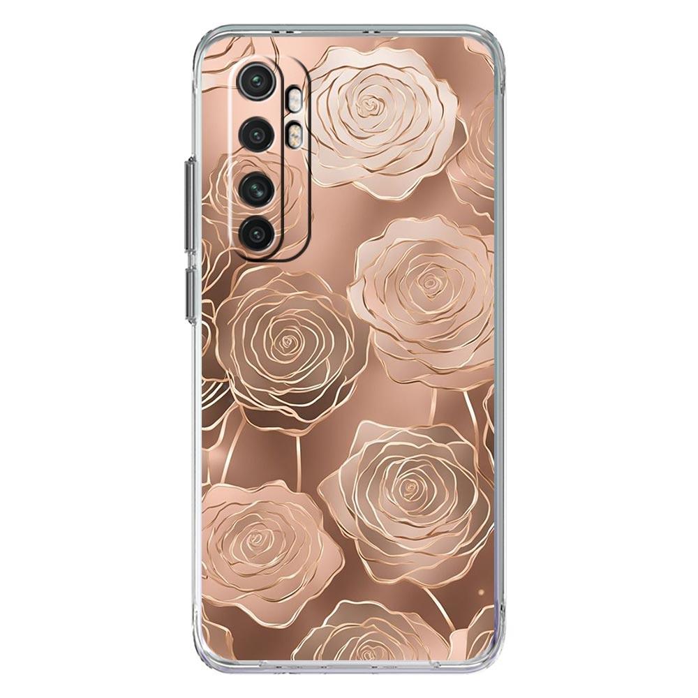 

Чехол для телефона для Xiaomi Mi 15 14 13 14T 13T 12T 10 12 Lite 11 11T Pro Poco X6 X5 X3 NFC F6 Прозрачная крышка Красивый Розовое золото арт Xiaomi 12 Lite