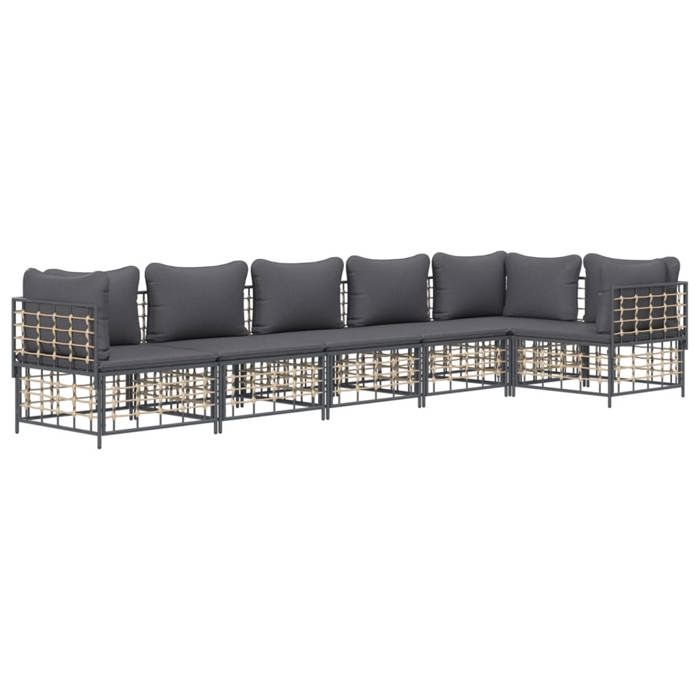 VidaXL Salon de jardin 6 pcs avec coussins anthracite résine tressée, ensemble de salon, ensemble de salon d'extérieur, 3186755