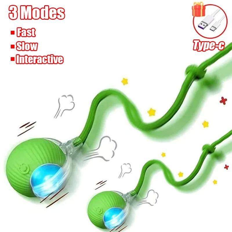Cat Interactive Ball Toy, Automatic Rolling Ball with Tail, Rechargeable Smart Pet Interactive Toy, Intelligent Mouse for Cat