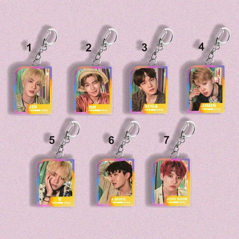 BTS K-pop Keychain, Gradient Photocard Style Keyring, Kpop Idol ID Photo Style Bag Pendant, Member Photo Bag Charm for ARMY Fans