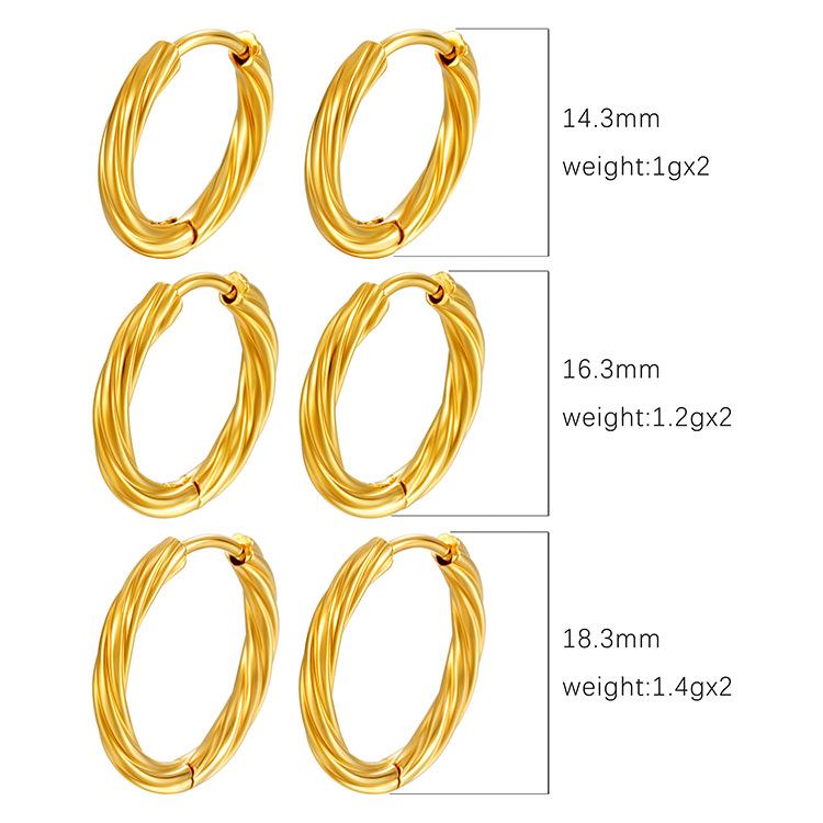 18K Gold Plated Twisted Stainless Steel Hoop Earrings - European & American Fashion Trend