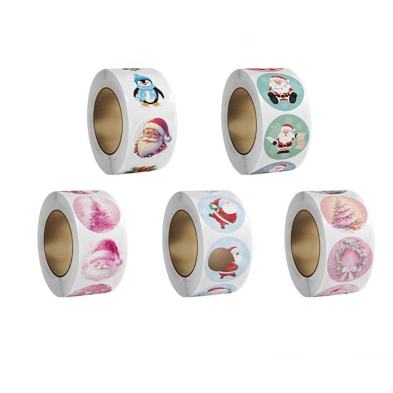 500Pcs Merry Christmas Gift Stickers Santa Round Seal Labels Sticker For Gift Baking Package Envelope Stationery Decor