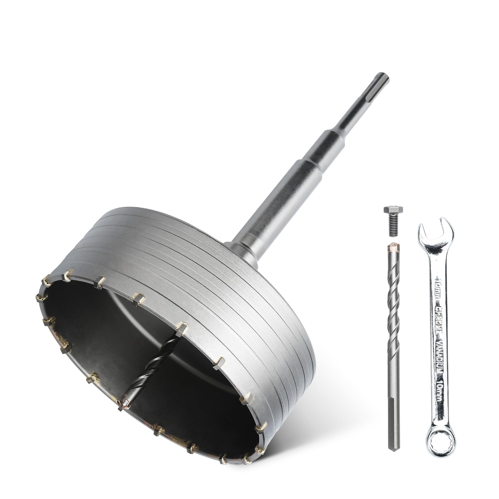 

Сверло по бетону 150 мм, сплав 220 мм, хвостовик SDS Plus, высокопрочные зубья из вольфрамового сплава с 5 пылесборниками, корончатое сверло для цементного камня, стены, пенобетона