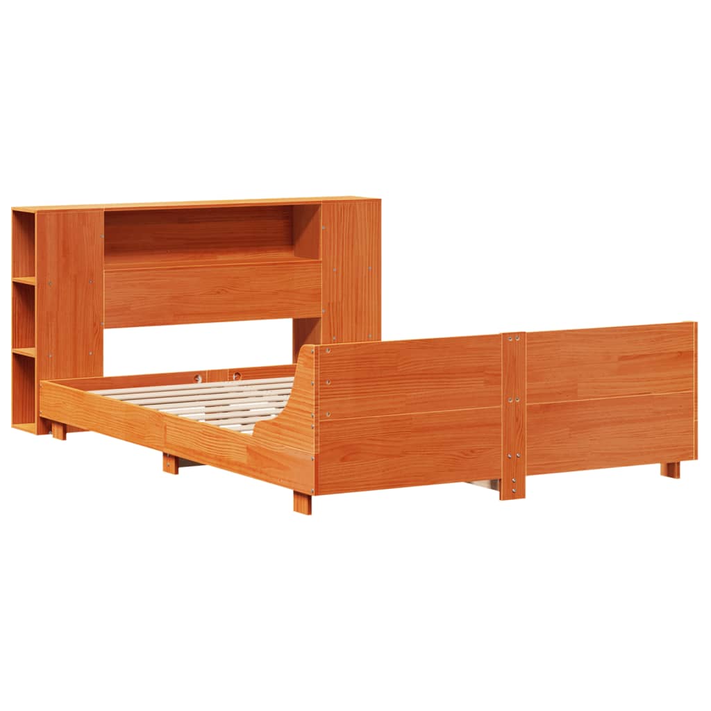Solid Wood Bed Without Mattress Wax Brown 140 X 190 Cm Pine Wood