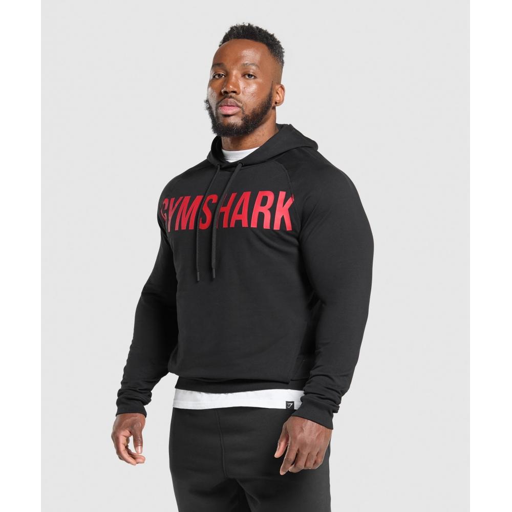 Gymshark Prime Hoodie Black Vivid Red A2b3o Rbwn