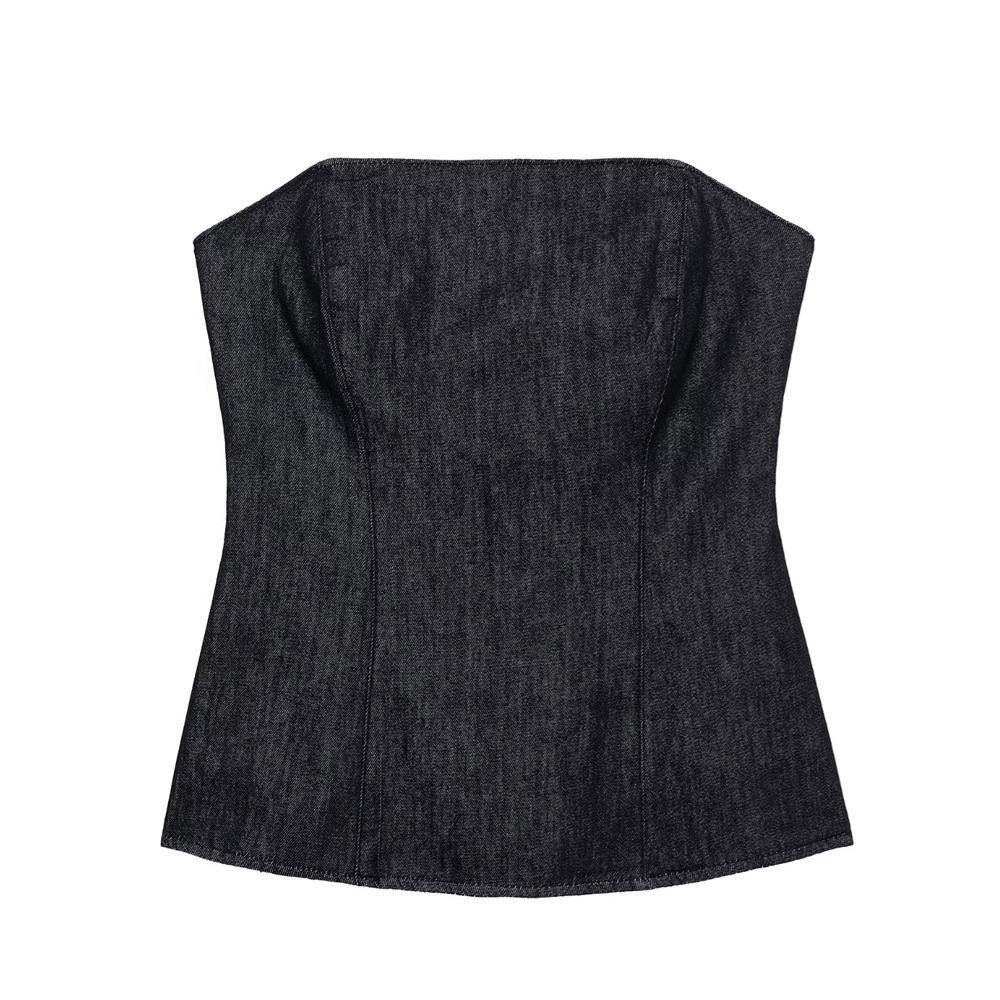 

Spring 2025 Women s Slim Fit Denim Tube Top Large