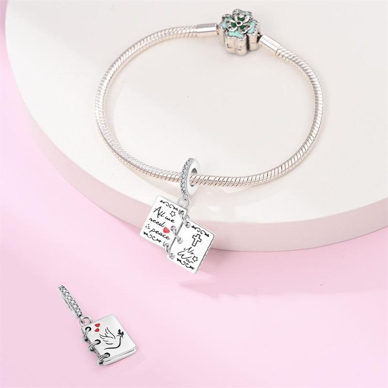 Copper Cross Little Bear Pigeon Bible Angel Pendant Beads Fit Charm Bracelet For Women Fine Jewelry Making