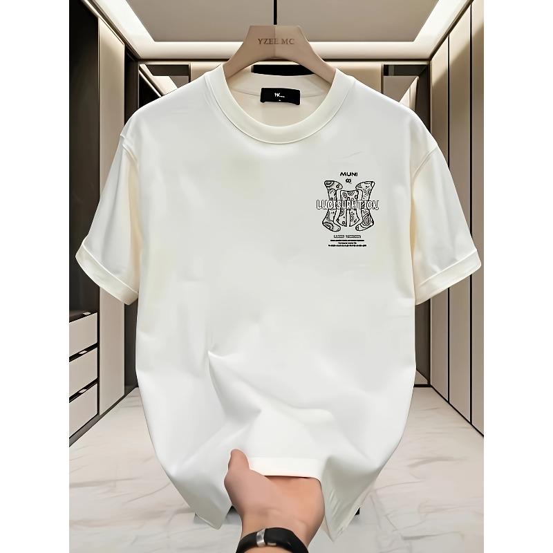 Heavy Cotton New High Street Round Neck Loose Short Sleeved T-shirt Design Sense Niche, Cool Casual Fashion Versatile Half Sleeved