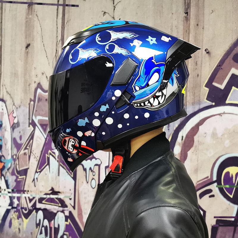JIEKAI Motorcycle Helmet With Men's And Women's Dual Lenses Uncover Helmet / Electric Vehicle Semi Full Cover Locomotive