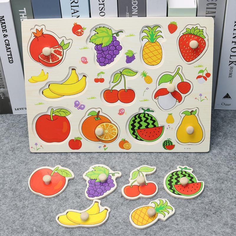 Children'S Montessori Early Education Panel Hand Grab Board 1-2 Years Old 3 Babies Wooden Puzzles Enlightenment Cognitive Pairing Educational Toys