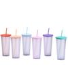 Double-Layer Plastic Straw Cup, Matte Cup, Outdoor Sports Water Cup