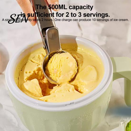 Removable Dishwasher Safe Parts Ice Cream Maker Mug, Cordless Machine, Rechargeable Compact Freezer Friendly Design Mini Bowl for Homemade Gelato