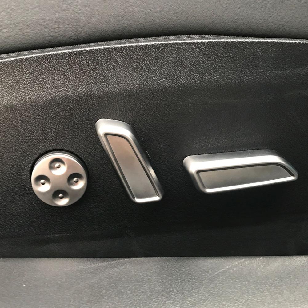 6 STÜCKE Für Tesla Model 3 Model Y Kohlefaserfarbe Sitzverstellschalter Knopf Zierabdeckung Schwarz ABS Autoinnenraumzubehör