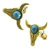 7bis [Q1551] - Handmade 'Boho' Turquoise Gold (bison Skull) Earrings - 15x14 Mm