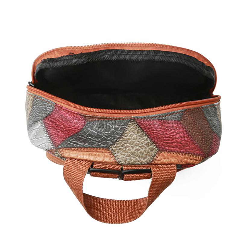 Vintage Women's Patchwork Backpack Multi-texture Design for Daily Use Commute Stylish Lightweight Casual Bag