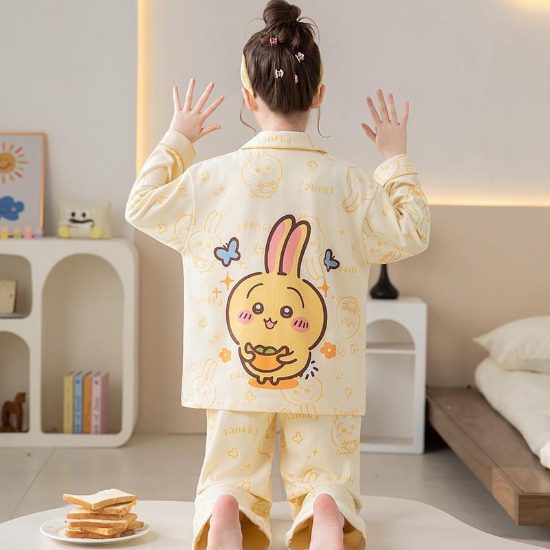 Girls Cotton Pajama Set Long Sleeve Hoodie Style Sleepwear Kids 8-14 Years Winter Home Wear