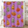 Halloween DecorPumpkin Print Shower Curtain for Bathtub Home Bathroom Decoration.
