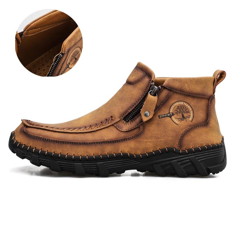 

Мужские ботинки из натуральной кожи большого размера, удобные ботильоны для мужчин, повседневная обувь, осенне-зимняя мужская обувь 42 коричневый