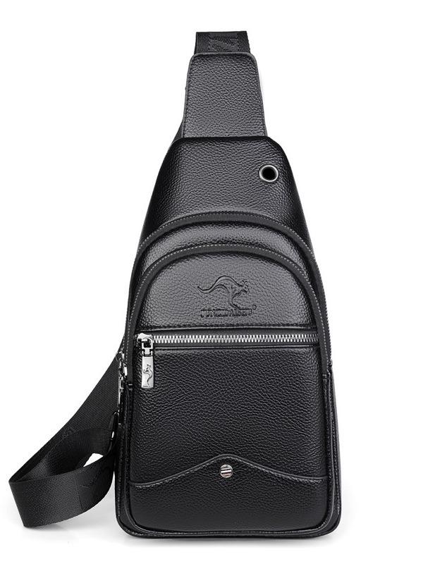 Men's PU Leather Crossbody Sling Bag - Casual Fashion Small Backpack