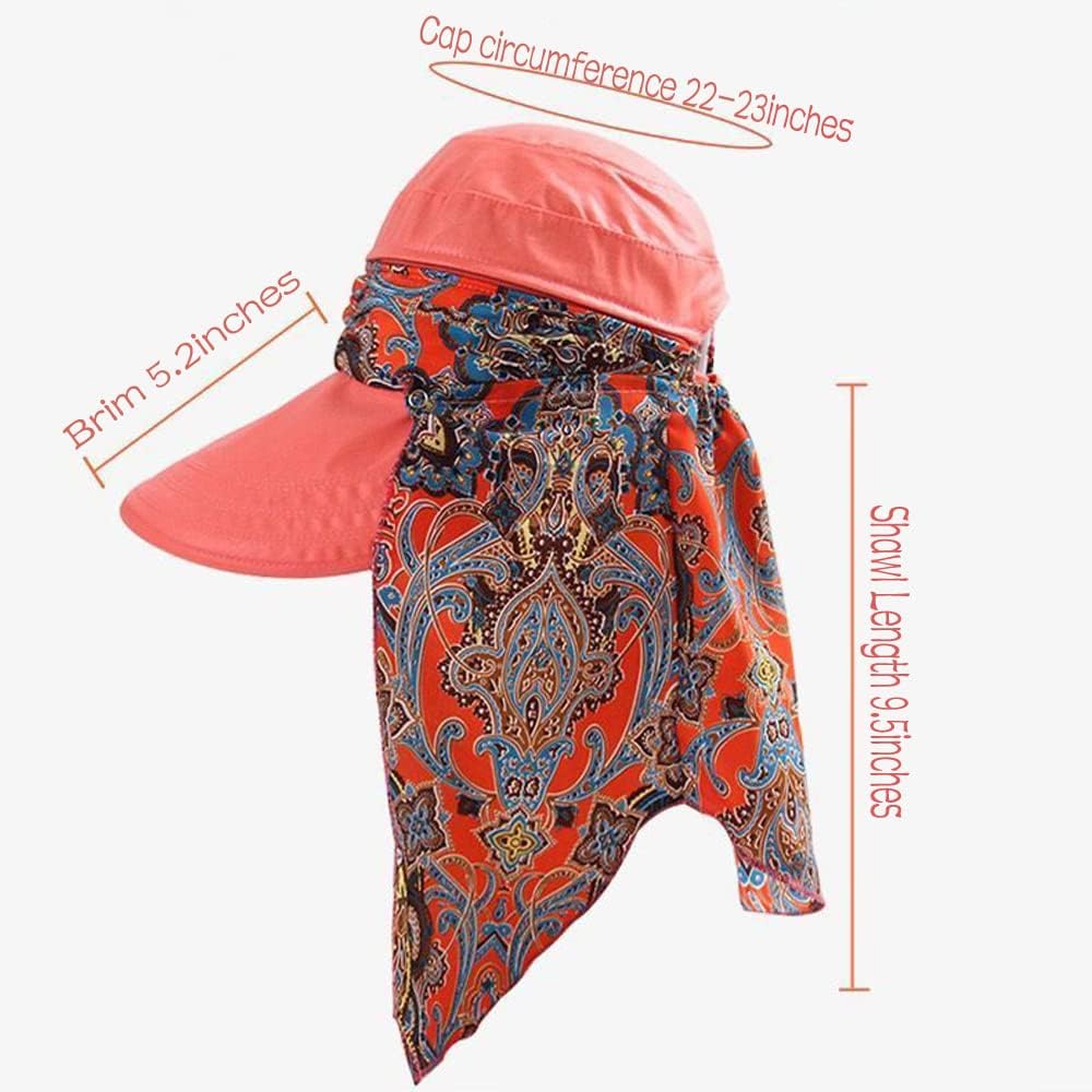 Women's Multifunctional UPF 50+ UV Sun Protection Waterproof Breathable Face Neck Flip Folding Sun Hat