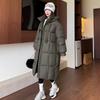 European station thickened down cotton jacket women's long over-the-knee Korean loose padded jacket new for winter 2025