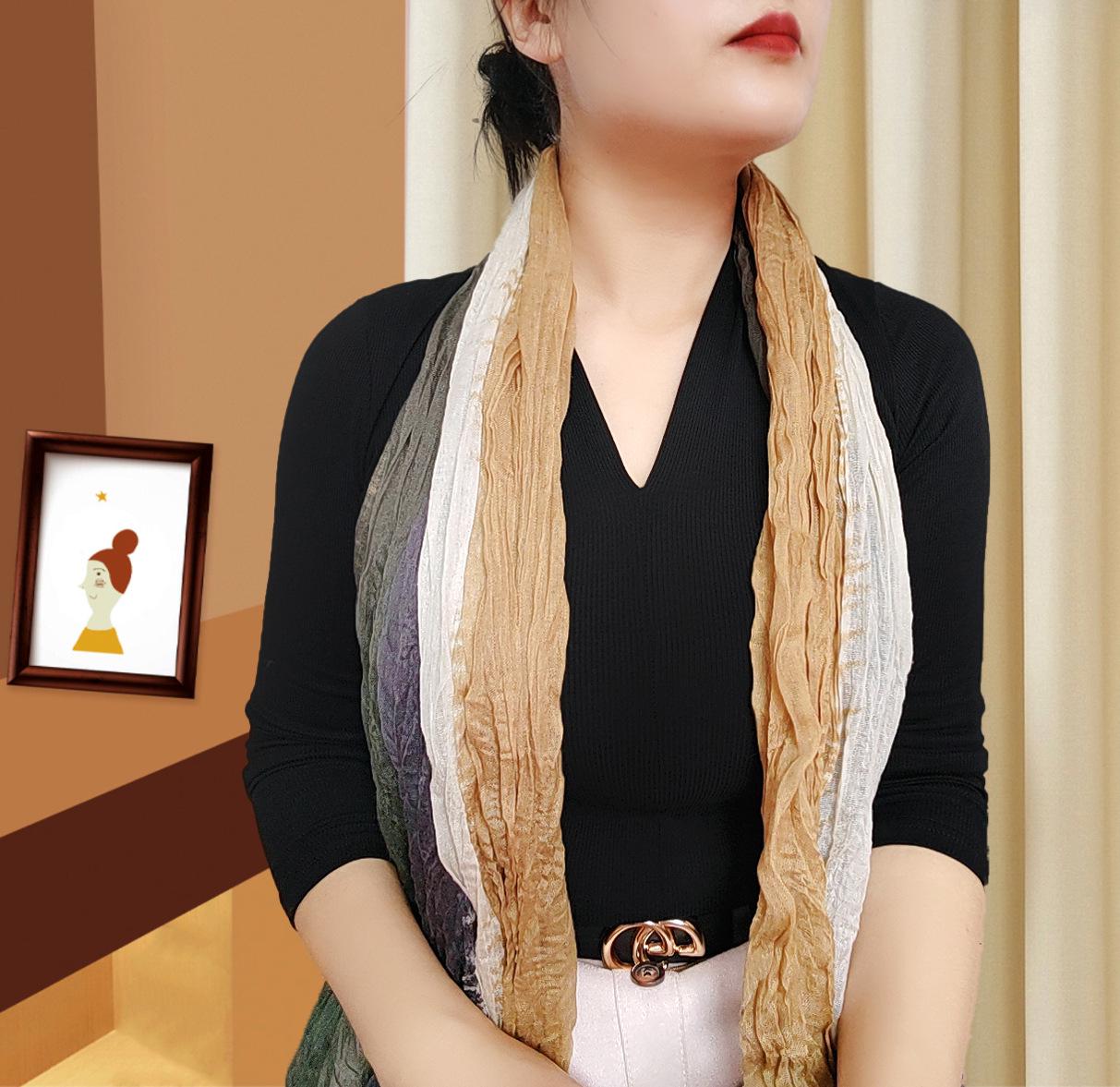 

Модный градиентный шарф/шаль из хлопка, льна и шелка для женщин - Защита от солнца и двустороннее использование для всех сезонов 175 cm