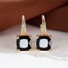 Blue Zircon Square Stone Luxury Crystal Rainbow Hoop Earrings Boho Gold Color Engagement Wedding  For Women
