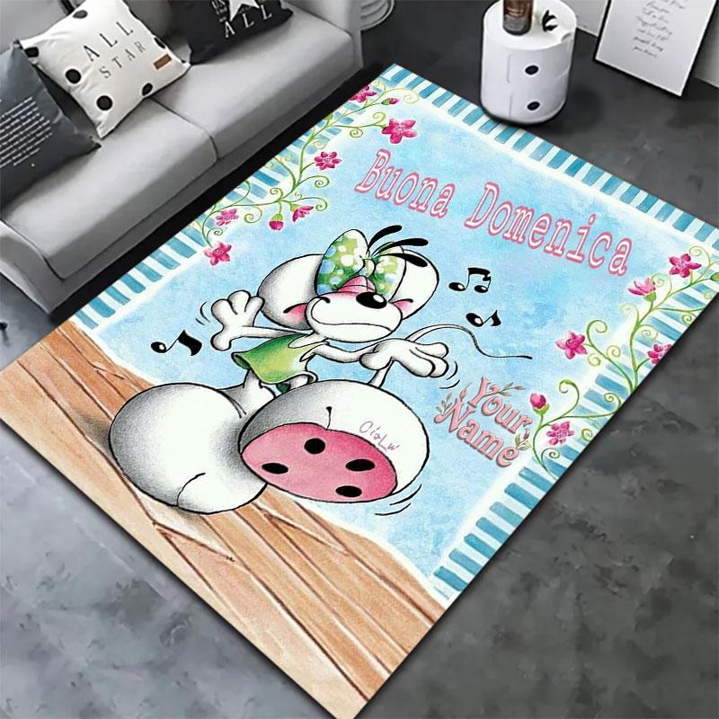 Diddl Custom Name Carpet Rug for Living Room Bedroom Home Sofa Decoration,Kids play Non-slip Floor Mat