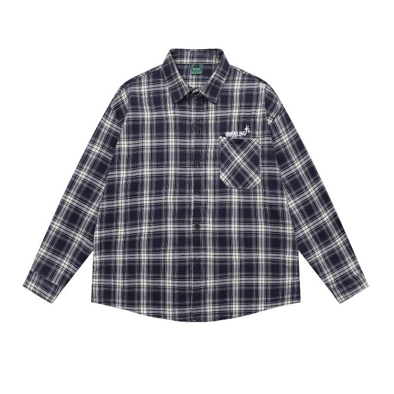 BeatStreet American Retro Plaid Trendy Long-sleeved Shirt Korean Style Fashionable Men Women Vintage Couple Casual Versatile Jacket Chic