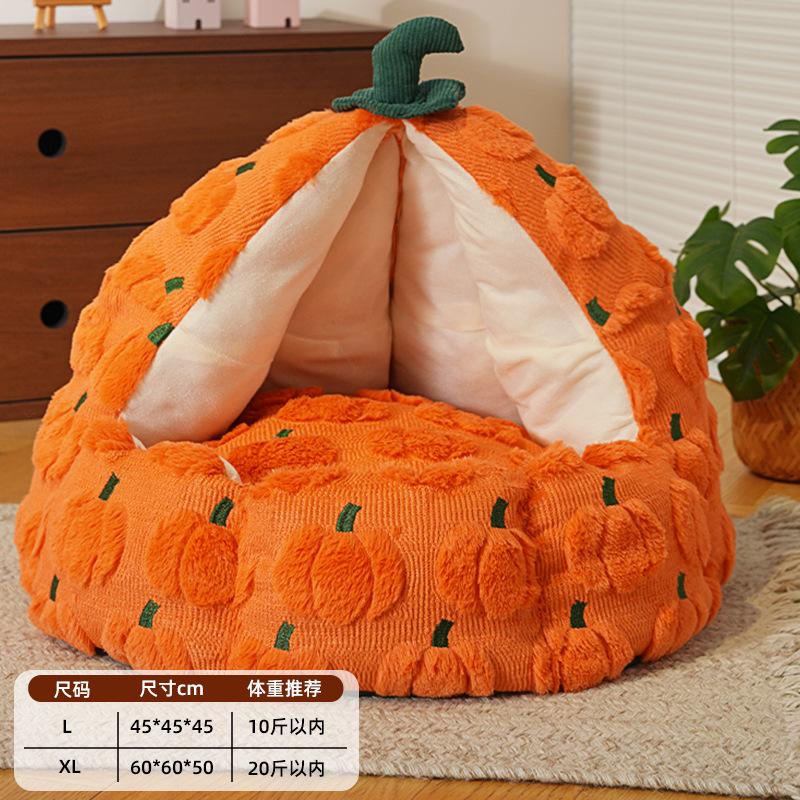 Cat Nest Winter Warmth, Dog Kennel Cat Windproof Sleeping Closed Pet House Dismantling and Washing Cushions