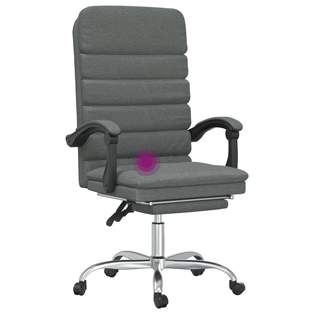 Office Chair with Massage Function Dark Grey Fabric