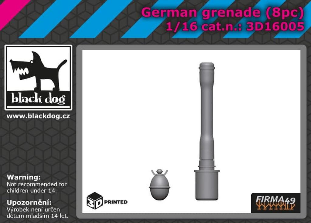 Black Dog German Grenade Set 8 Pieces 3D Printer Kit HAU3D16005 1/16