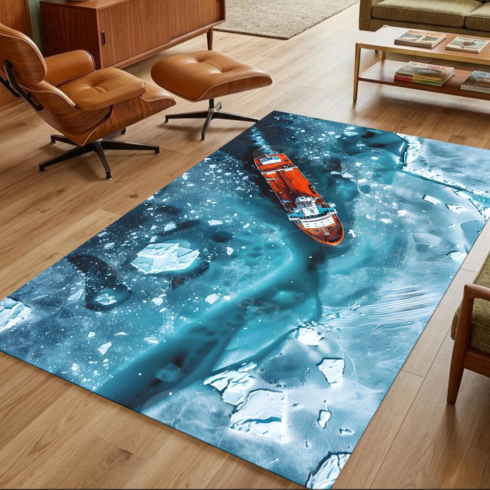 Crystal Clear Lake Boat Non-Slip Home Carpet Design for Office Decor Living Room Gift