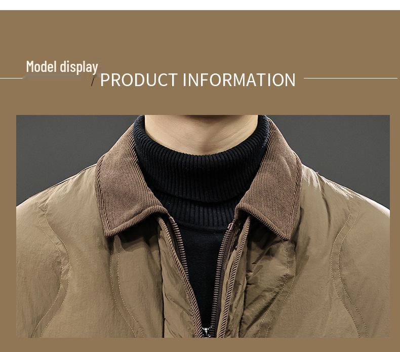 Doudoune homme rétro années 90 - Collection 2025 - Coupe tendance, chaude et ample avec revers anti-froid