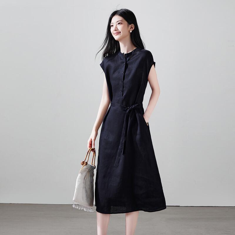 SOFSIL Women's 2026 Summer Linen Tie-Waist Midi Dress