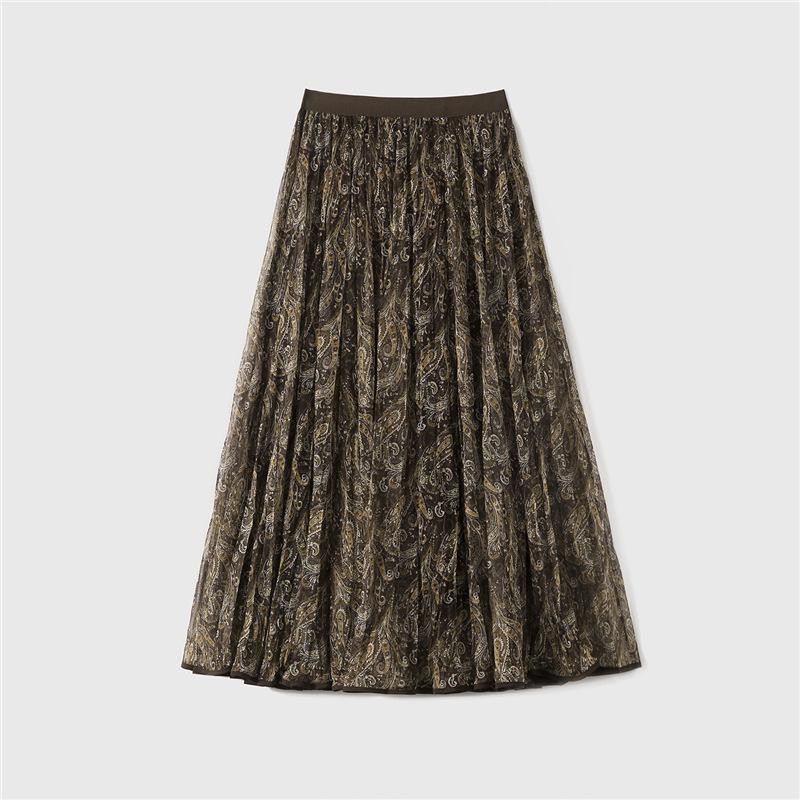 

Barcelona Wandering Pleated Midi Skirt | Retro Print Vacation Style, New Spring Arrival 2026 F