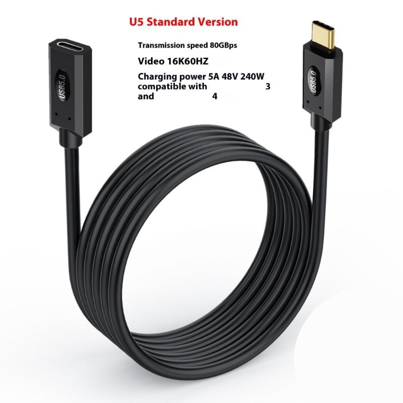 USB C Cable 80Gbps Speed 240W Charging Double 8K Monitor Support Universal Connection for Laptop Monitor Devices