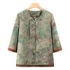 Summer Chinese Style Plus Size Top for Elderly Women - Loose Three-Quarter Sleeve Shirt