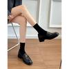 Sheepskin Version~ Genuine Leather Thick-soled Black Camellia One-pedal Loafers Women's Retro Small Leather Shoes Single Shoes