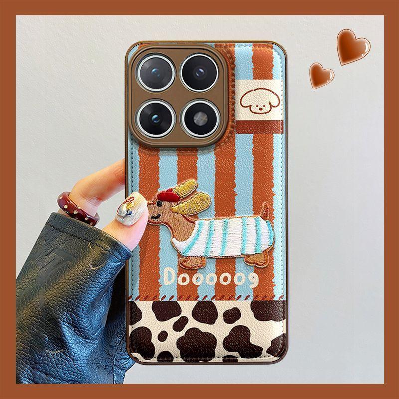 Premium Silicone Phone Case Redmi K80 Pro K70 With Embroidered Striped Dog Design Full Coverage Anti-Drop Protection Redmi K80
