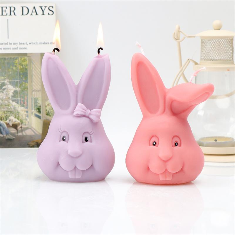 Easter Bunny Silicone Mold DIY Bowknot Grinning Rabbit Basket EggShape Multi Purpose Candle Plaster Tool Managed Holiday Decor