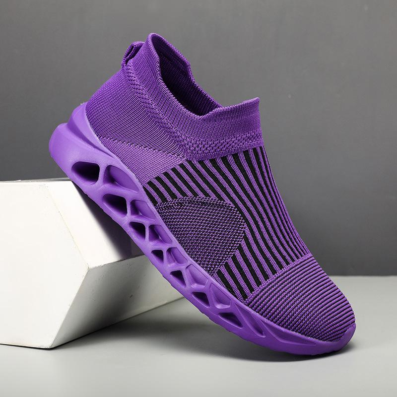 2024 neuer Modetrend bequeme atmungsaktive leichte Sport-Fly-Knit-Socken-Schuhe mit einem Pedal