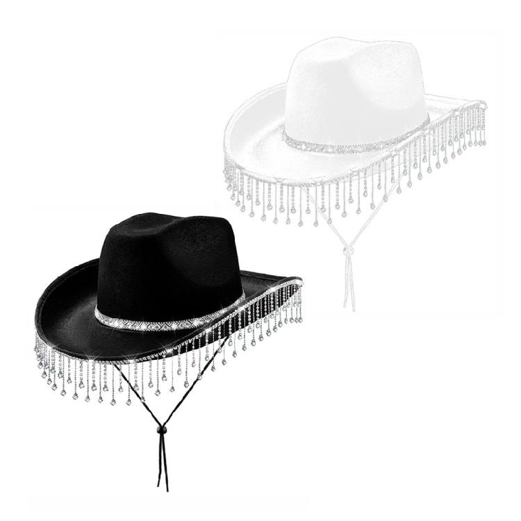 Gleaming Bride Hat Sparkly Cowboy Hats Rhinestones Panama Hat for Party