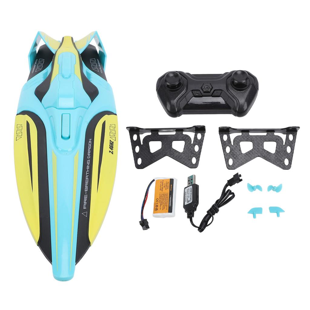 Remote Control Boat with LED Lights 2.4GHz High Speed Dual Motor Dual Propellers Water Resistant