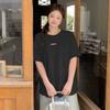 2026 summer round neck front shoulder T-shirt fat mm large size women's clothing casual slightly fat and thin short-sleeved top 134115