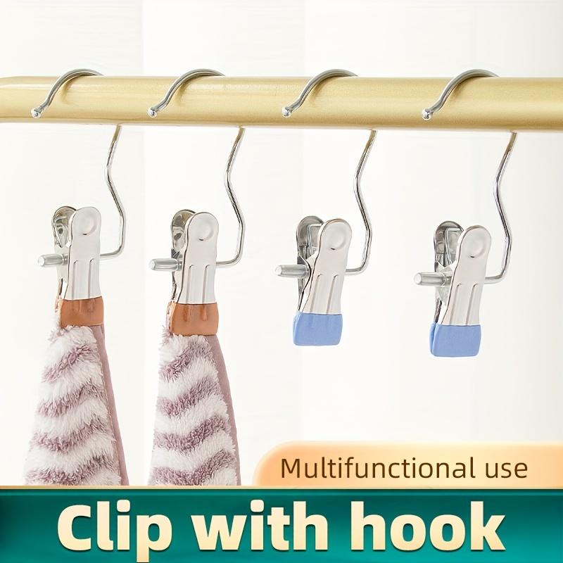 5pcs Stainless Steel Foldable 3-Shaped Hook Clips - Multifunctional Clothes Drying Clips with Non-Slip, Non-Marking, Rust-Proof Design - Perfect